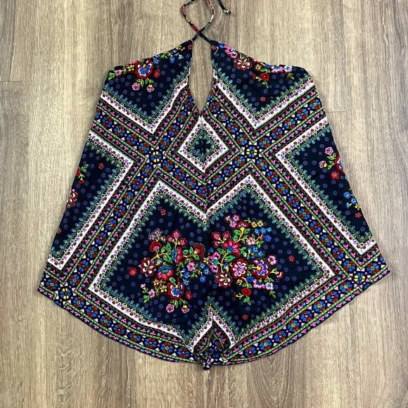 Band Of Gypsies Black Scarf Handkerchief Halter Tank Top Sz XS - Picture 5 of 11